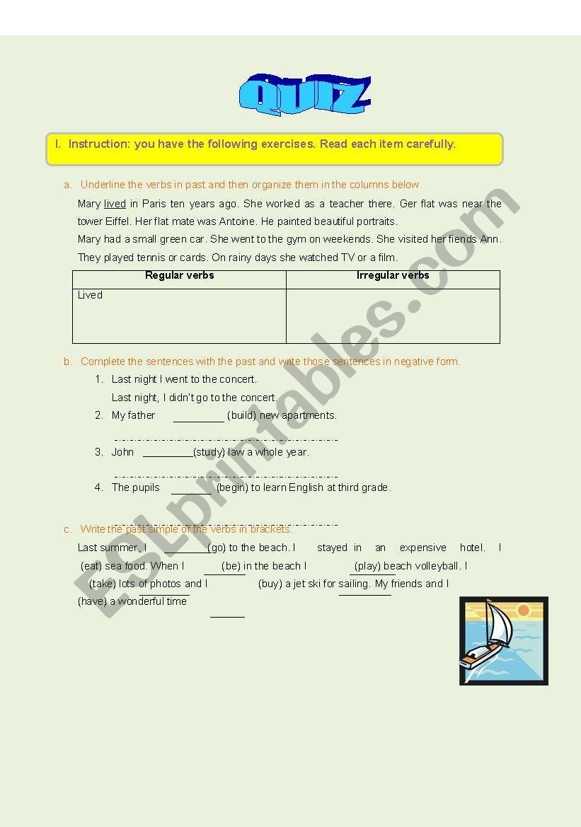 Past Simple Tense worksheet