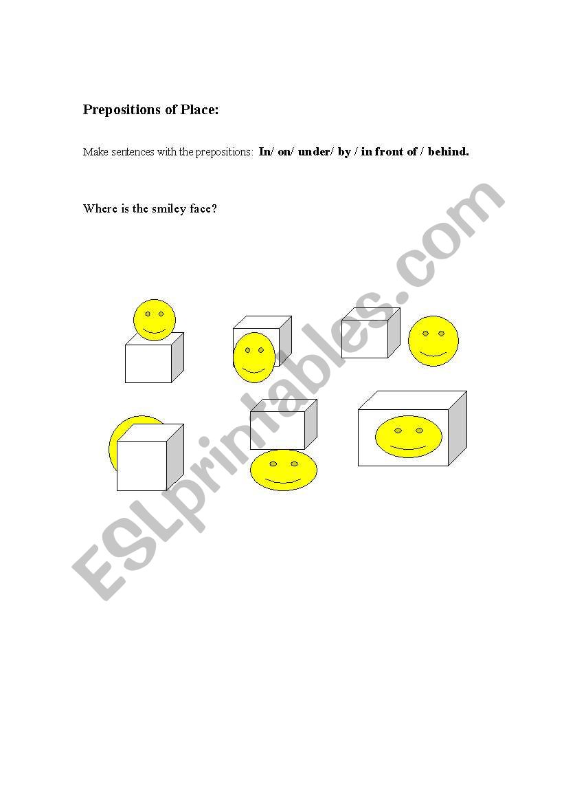 Prepositions of place  worksheet