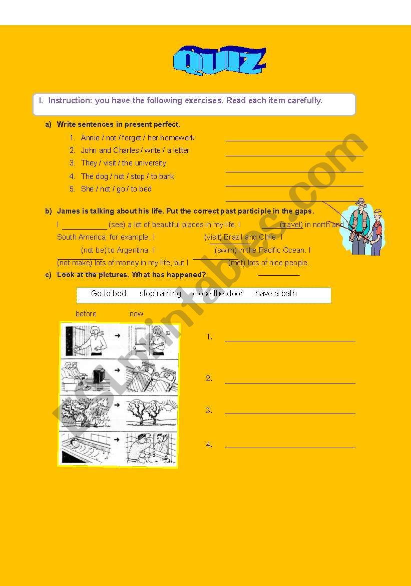 Present Perfect Tense worksheet