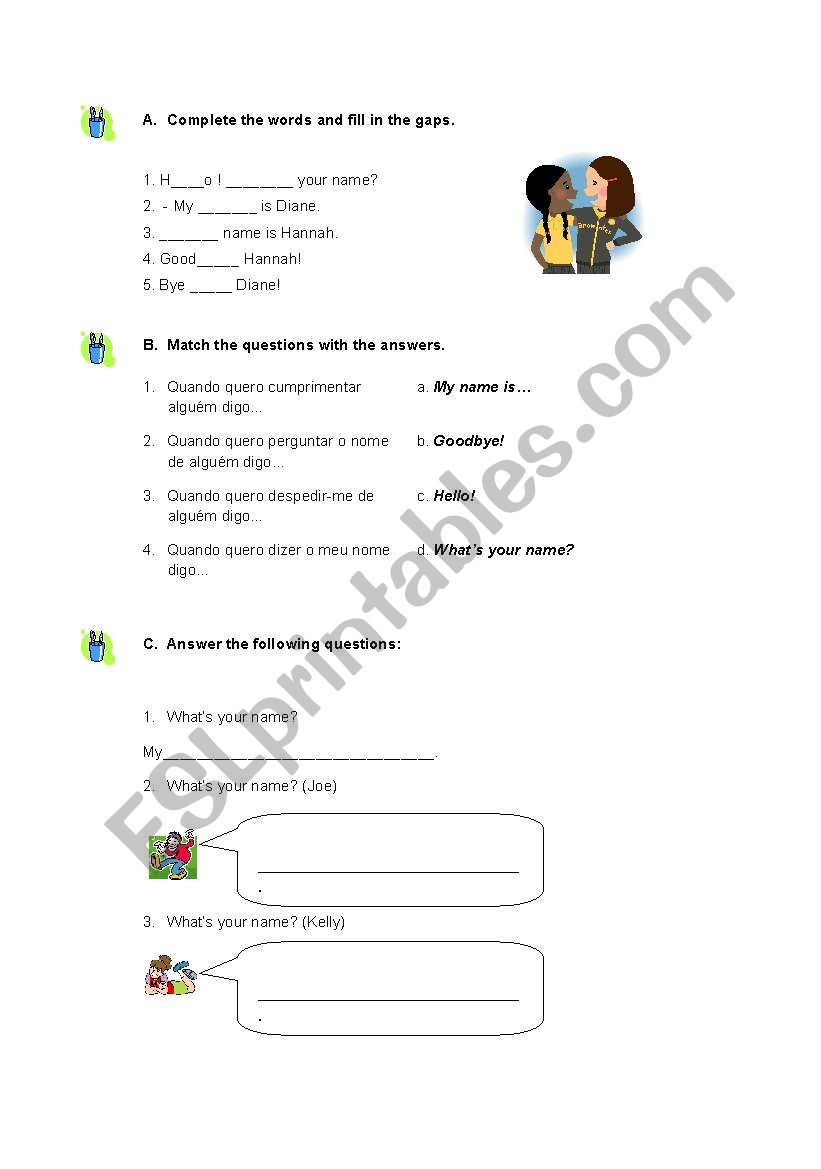 Greetings worksheet