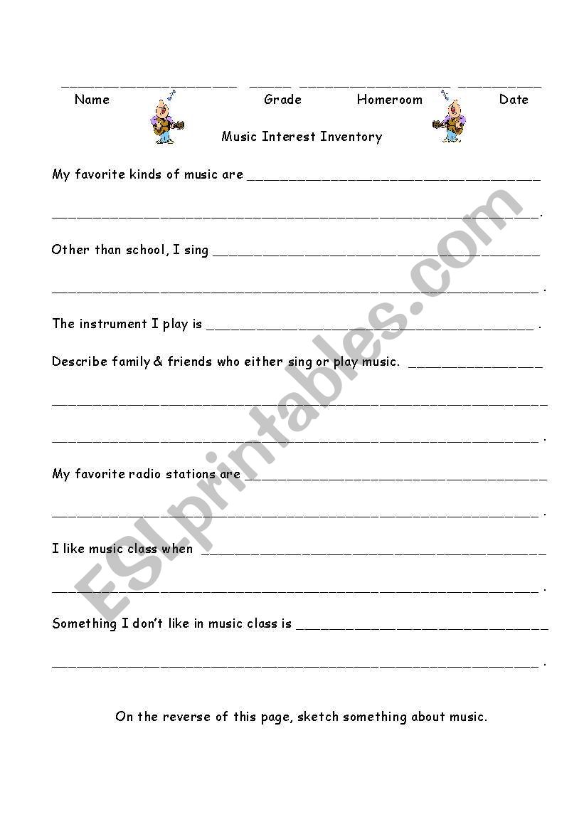 Music:  Music Interest Inventory Grades 3-5
