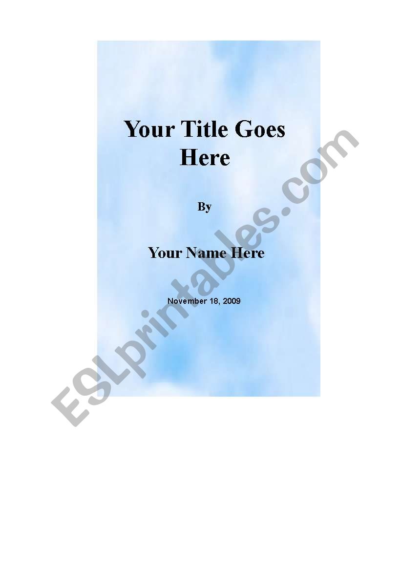 Creative writing  Book Template