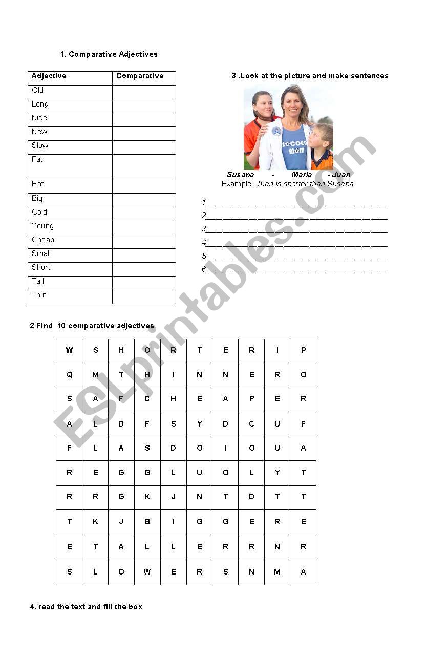 comparative worksheet worksheet