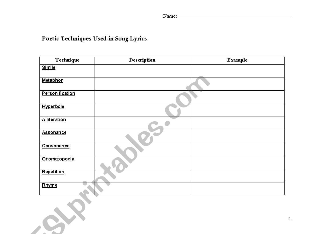 Poetic Techniques Used in Song Lyrics