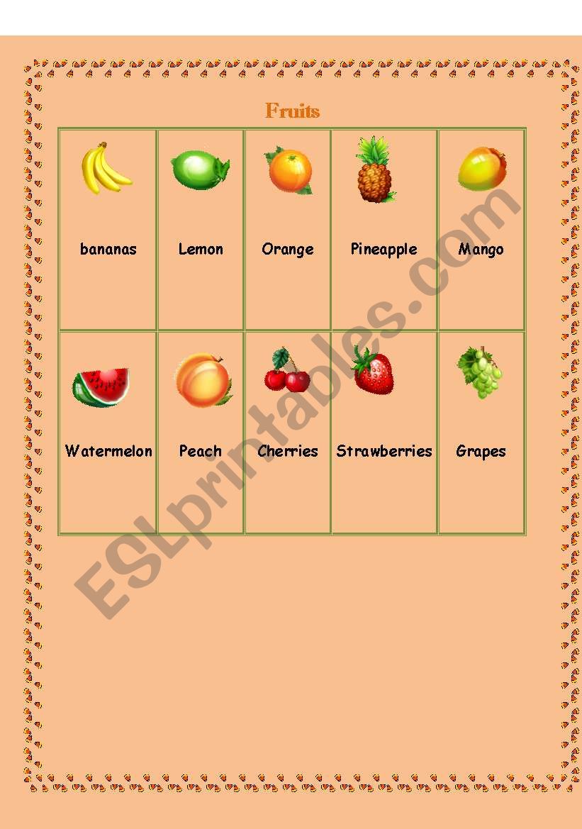 Fruit Pictionary worksheet
