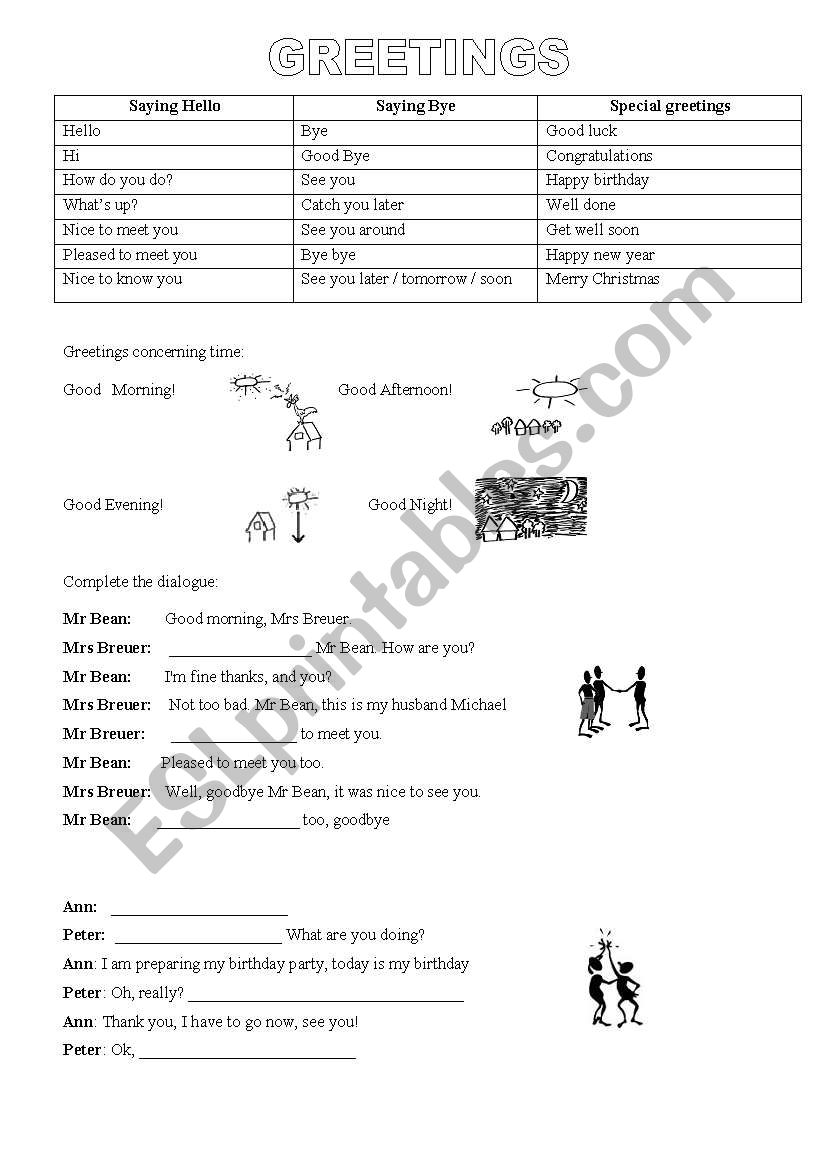 Saying Hello worksheet