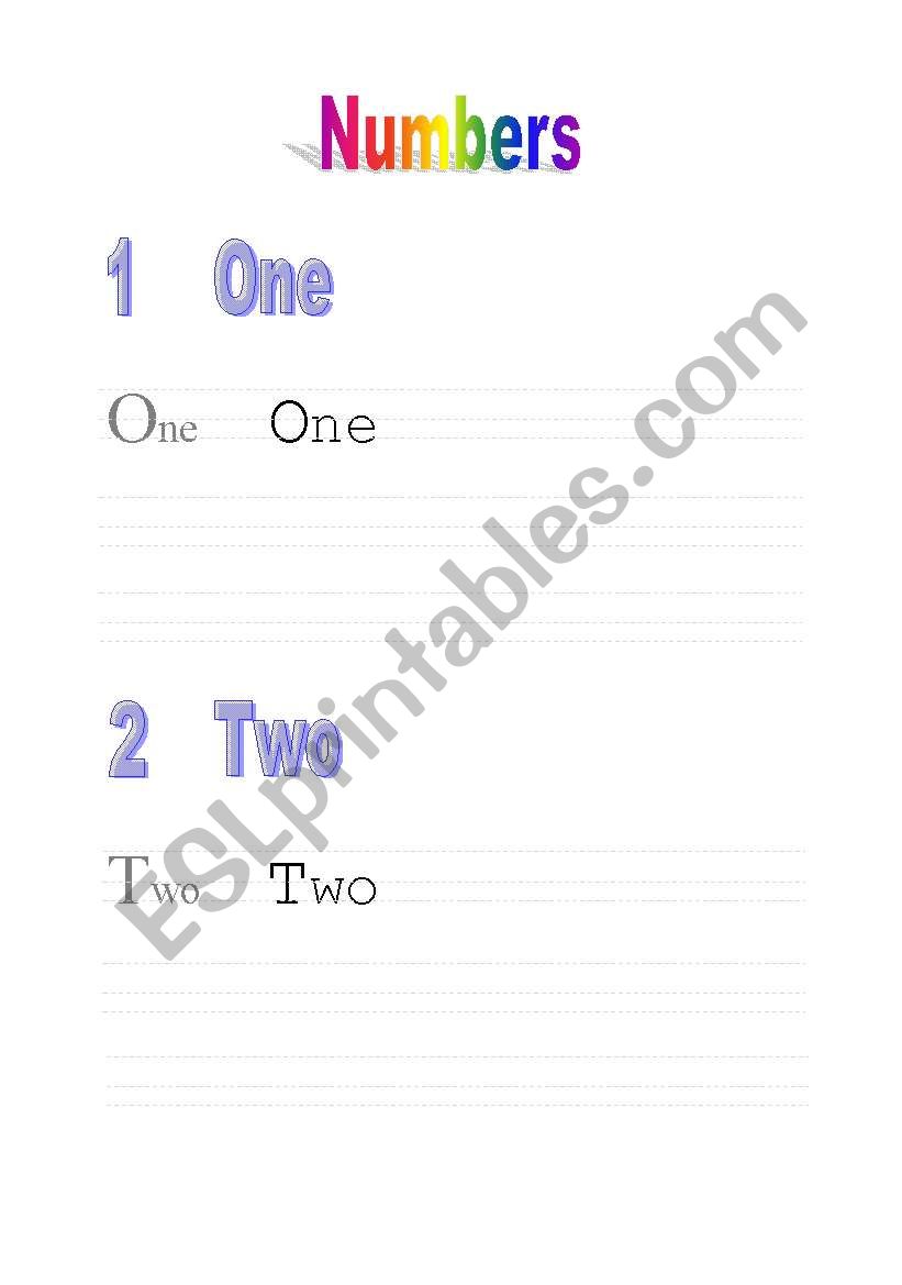 numbers worksheet