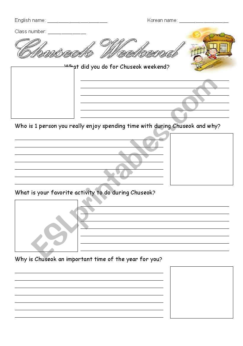 Chuseok Weekend in Korea worksheet