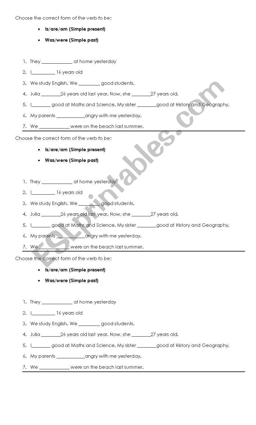 Tenses - Verb to be, regular and irregular verbs