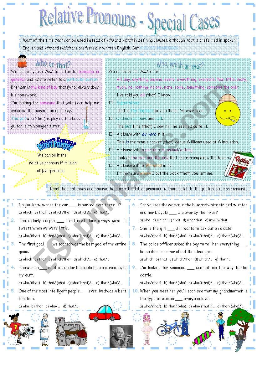 Relative Pronouns - Special Cases