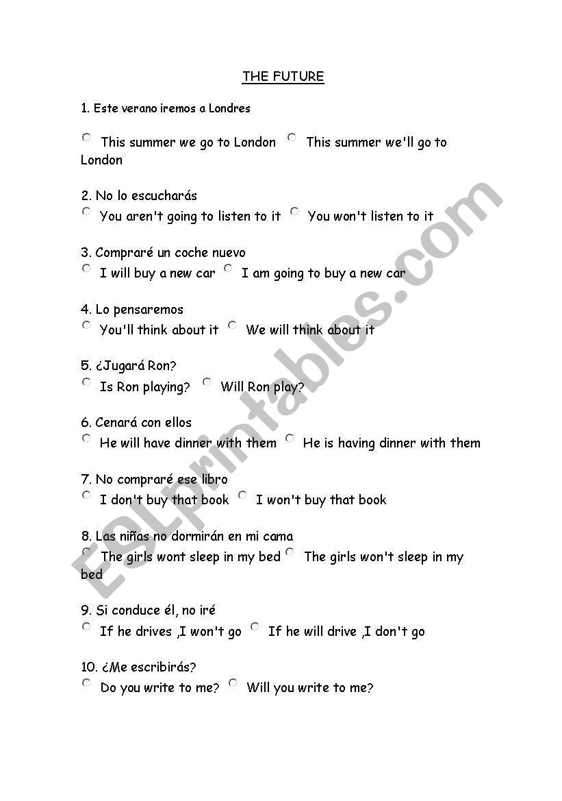 TENSES worksheet