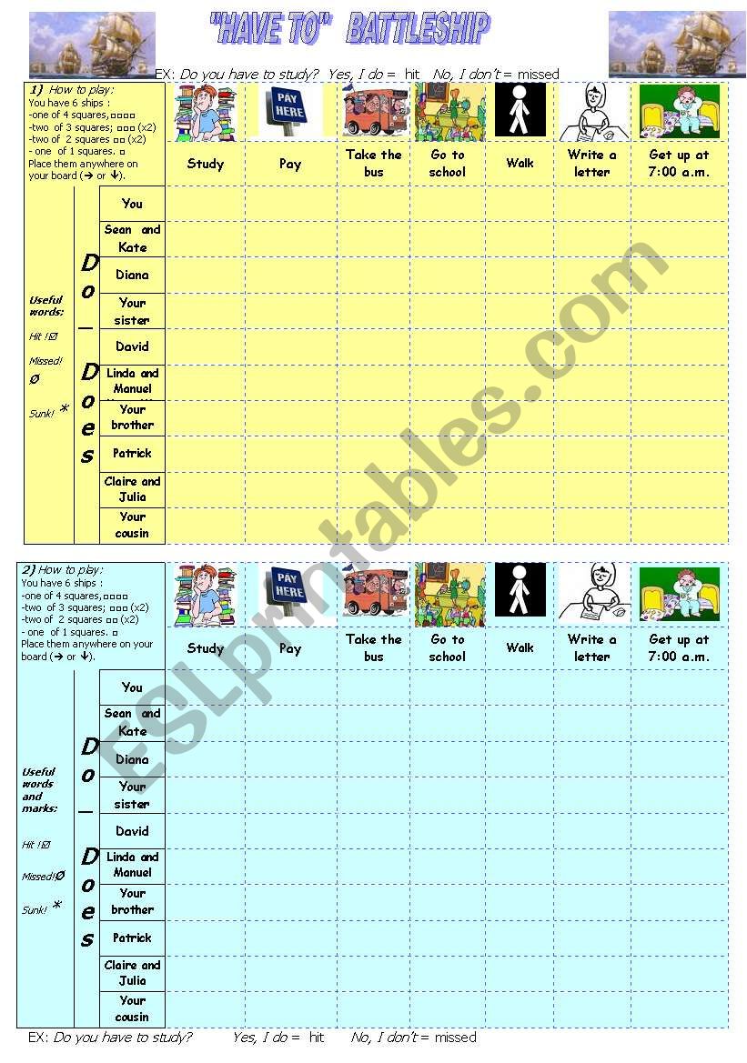 Battleship to practice  HAVE TO