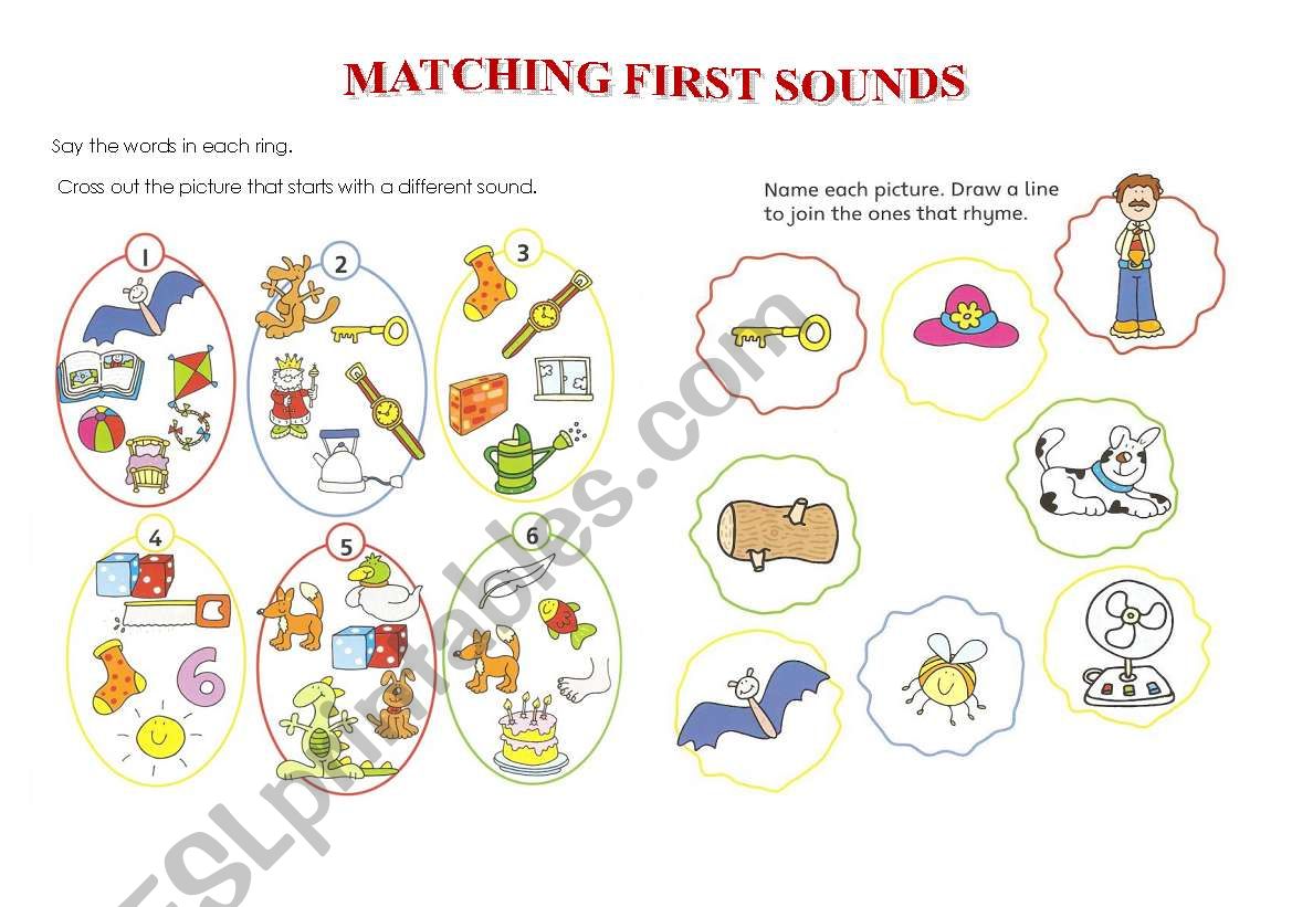 matching first sounds worksheet