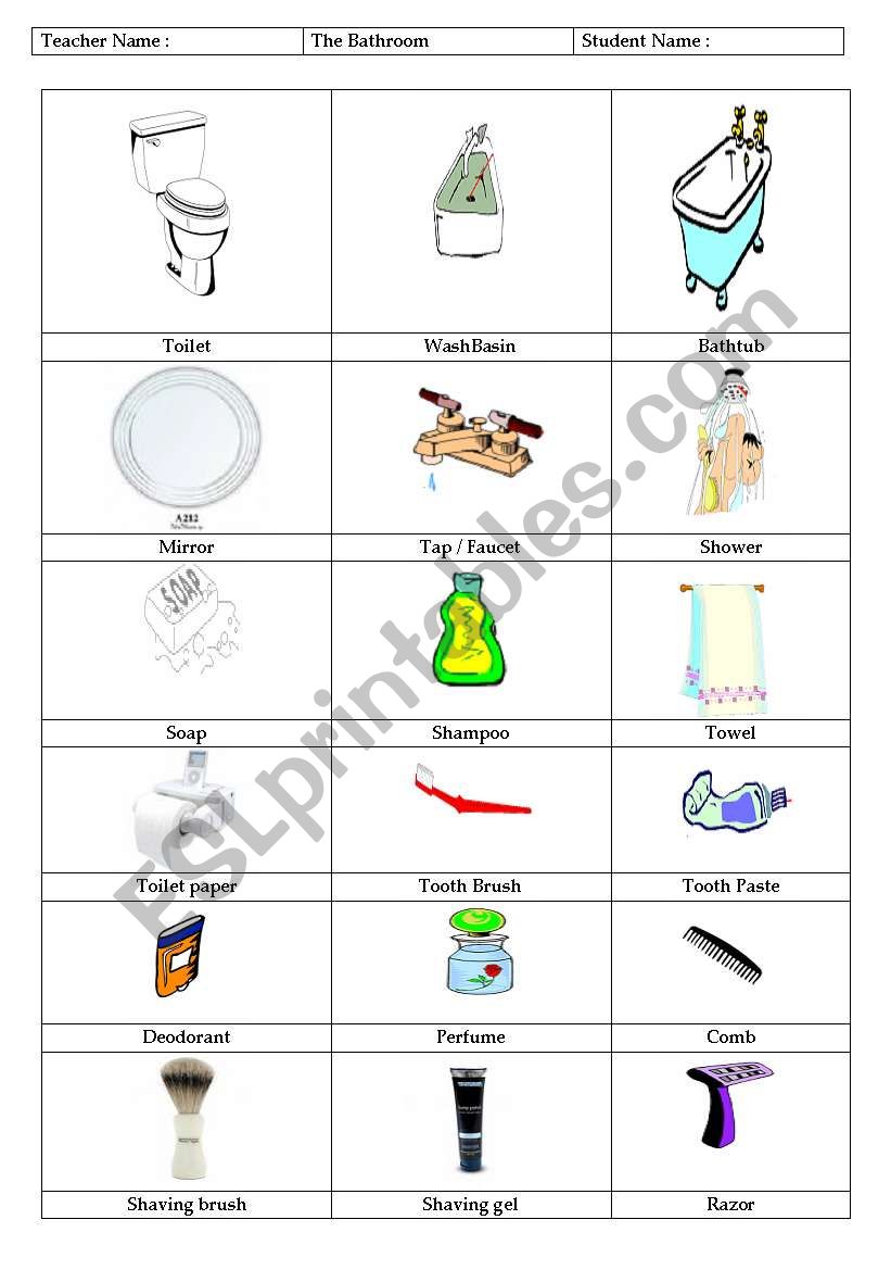 the bathroom worksheet