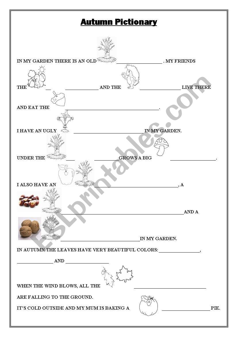 AUTUMN PICTIONARY worksheet