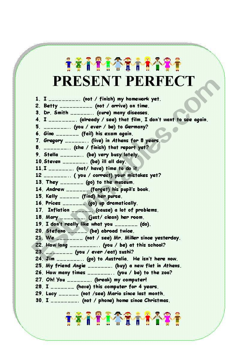 PRESENT PERFECT.. worksheet