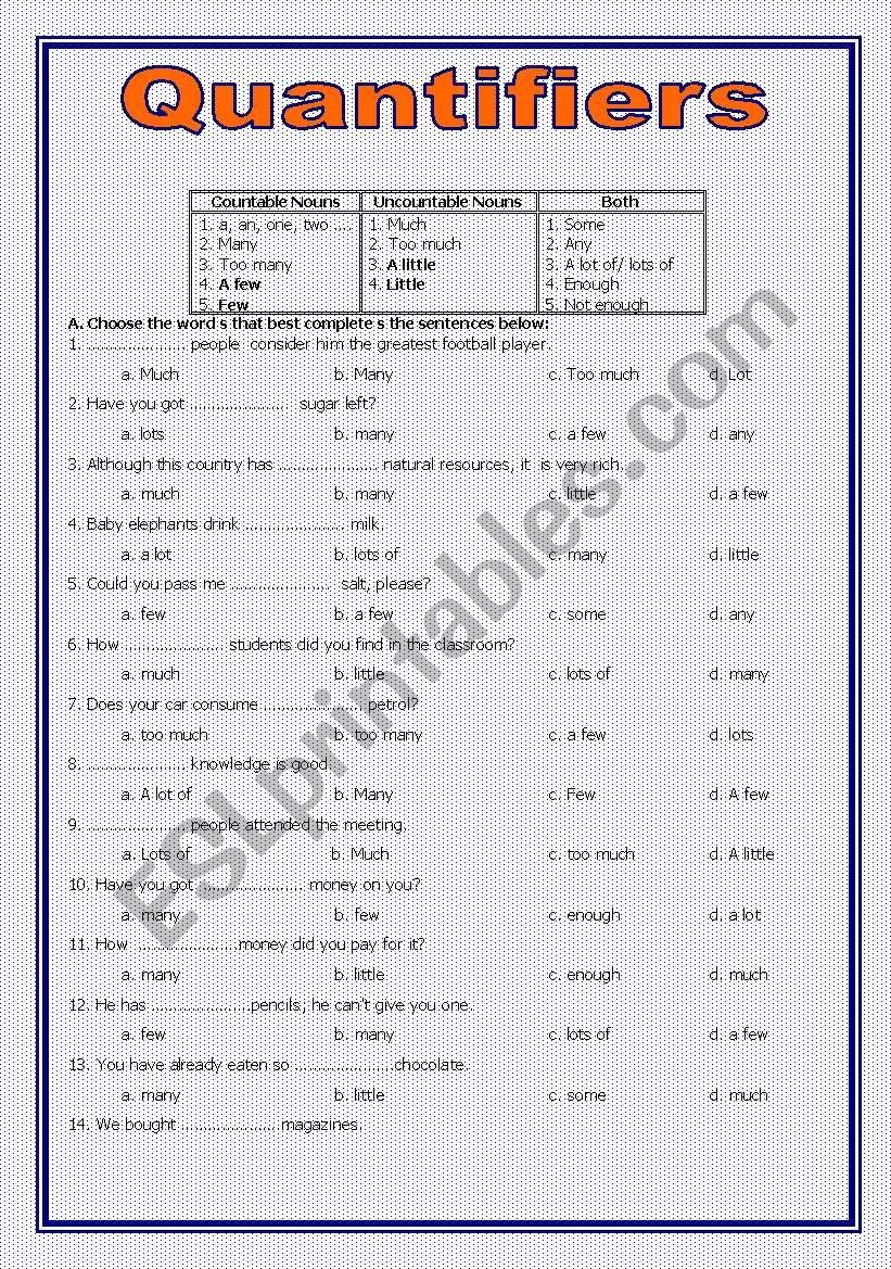 quantifiers worksheet