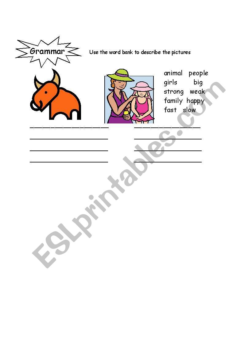 Describing Pictures worksheet