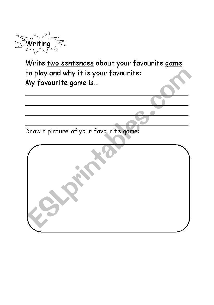 My Favourite Game worksheet