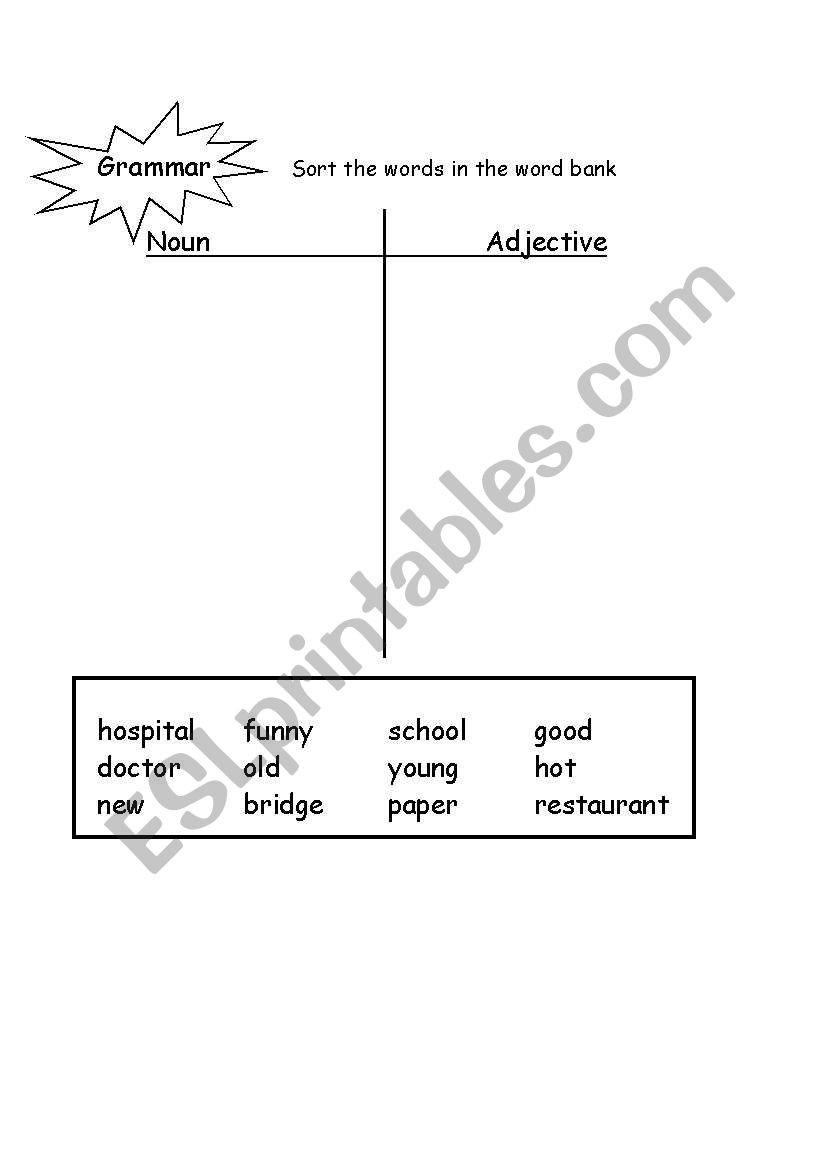 Grammar Sort worksheet