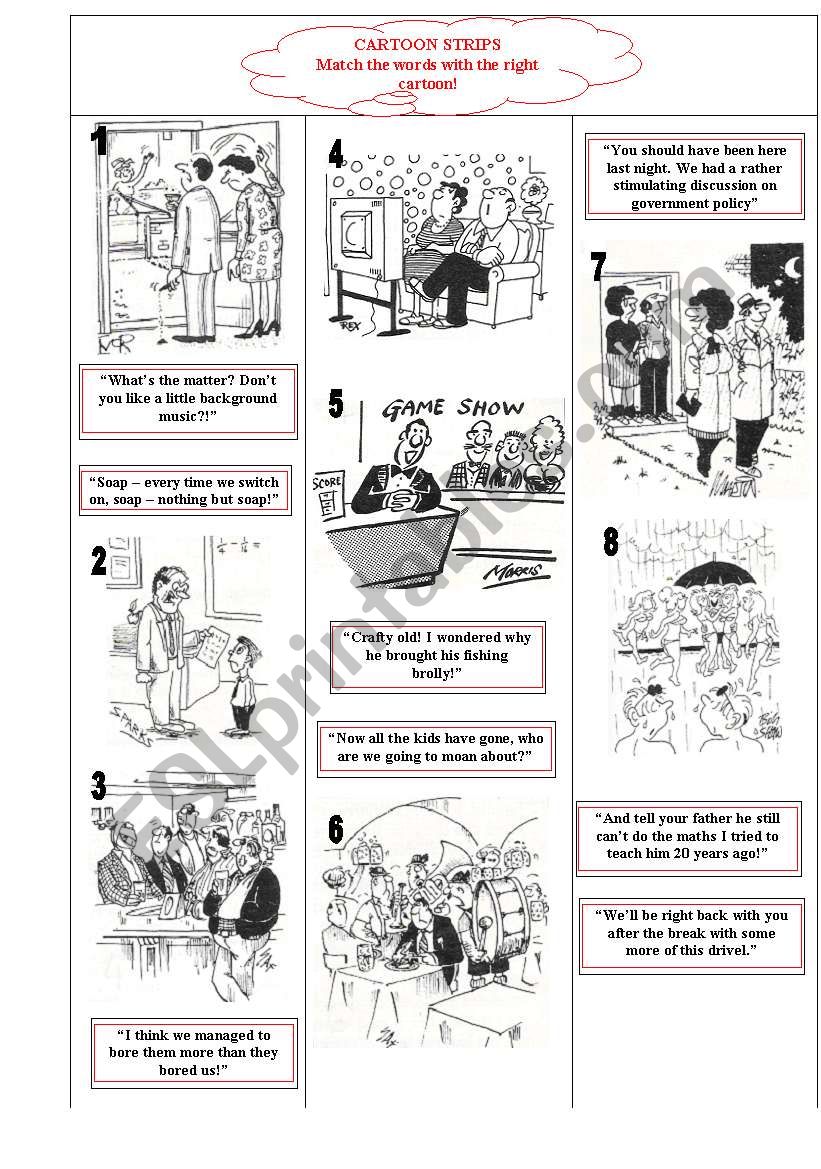 CARTOON STRIPS worksheet