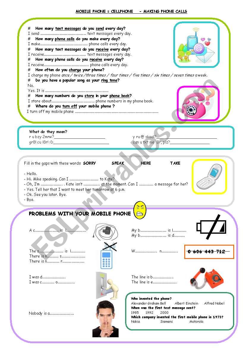 PHONE  VOCABULARY worksheet