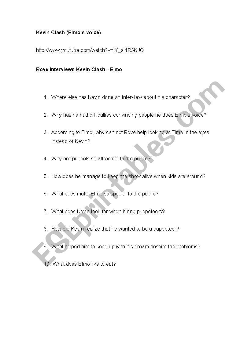 Elmo interview worksheet