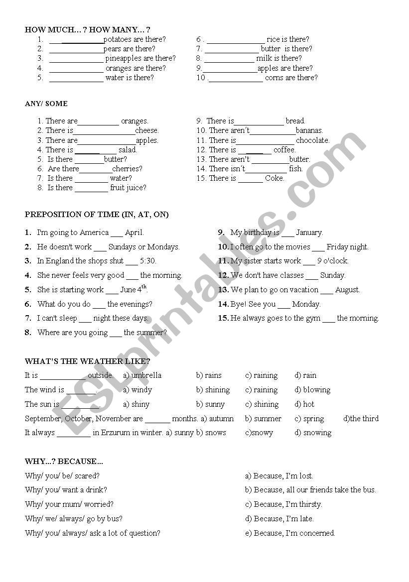 TEST worksheet