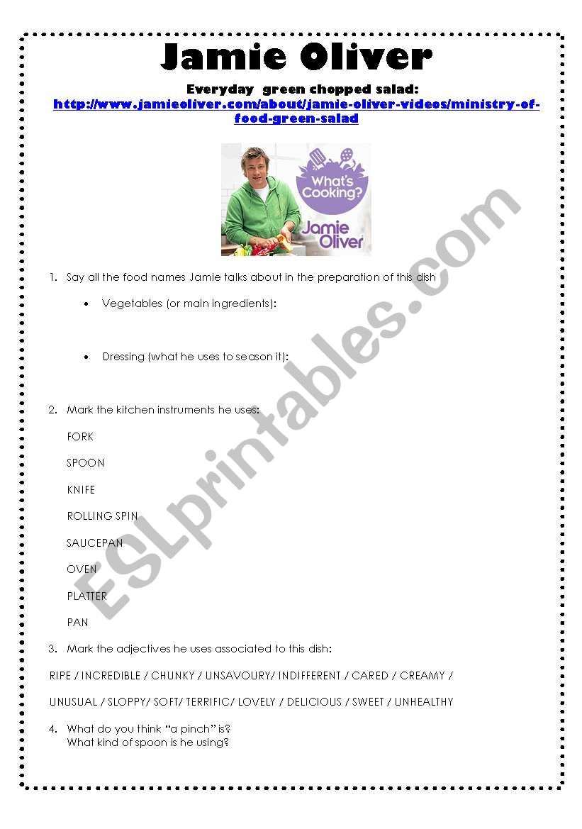 COOKING A RECIPE worksheet