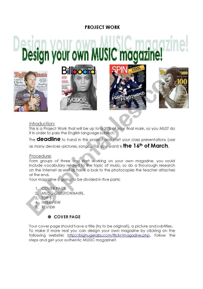 Design you own Music magazine!