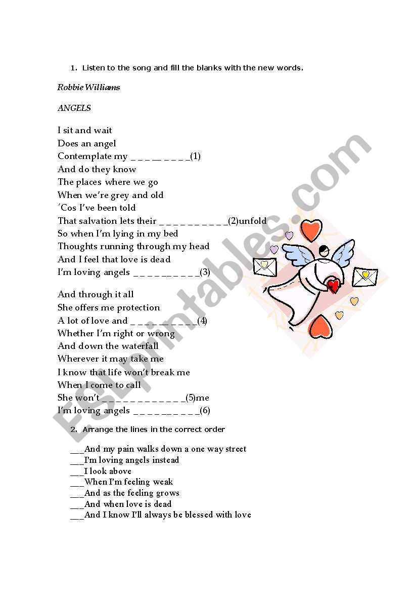 Angels by Robbie Williams worksheet
