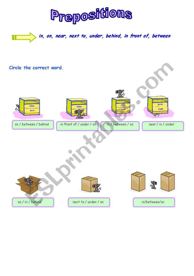 Prepositions worksheet