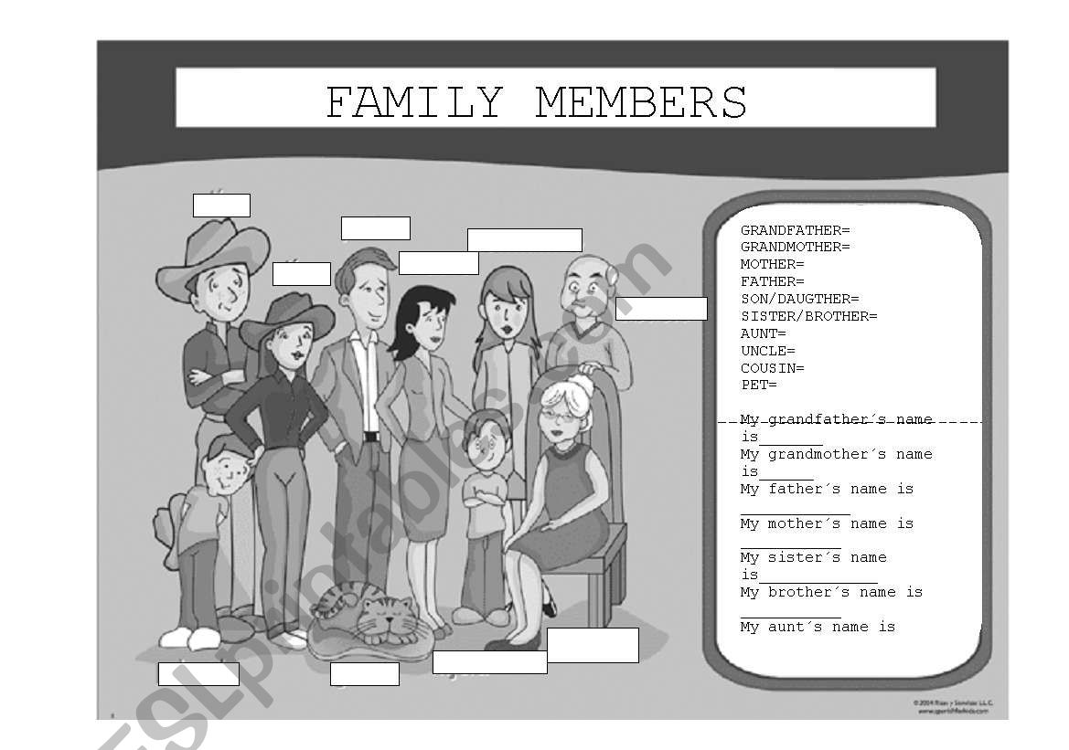 Family members worksheet
