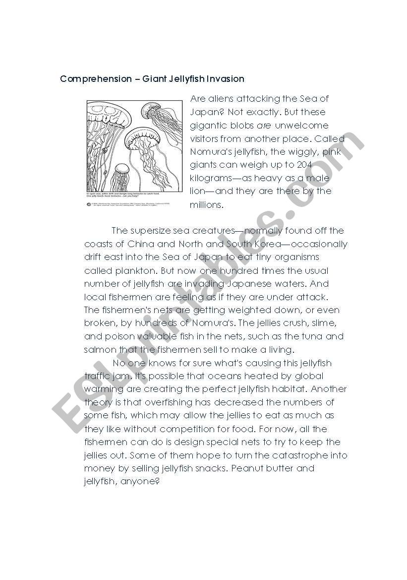 Comprehension Practice - Giant Jellyfish Invasion