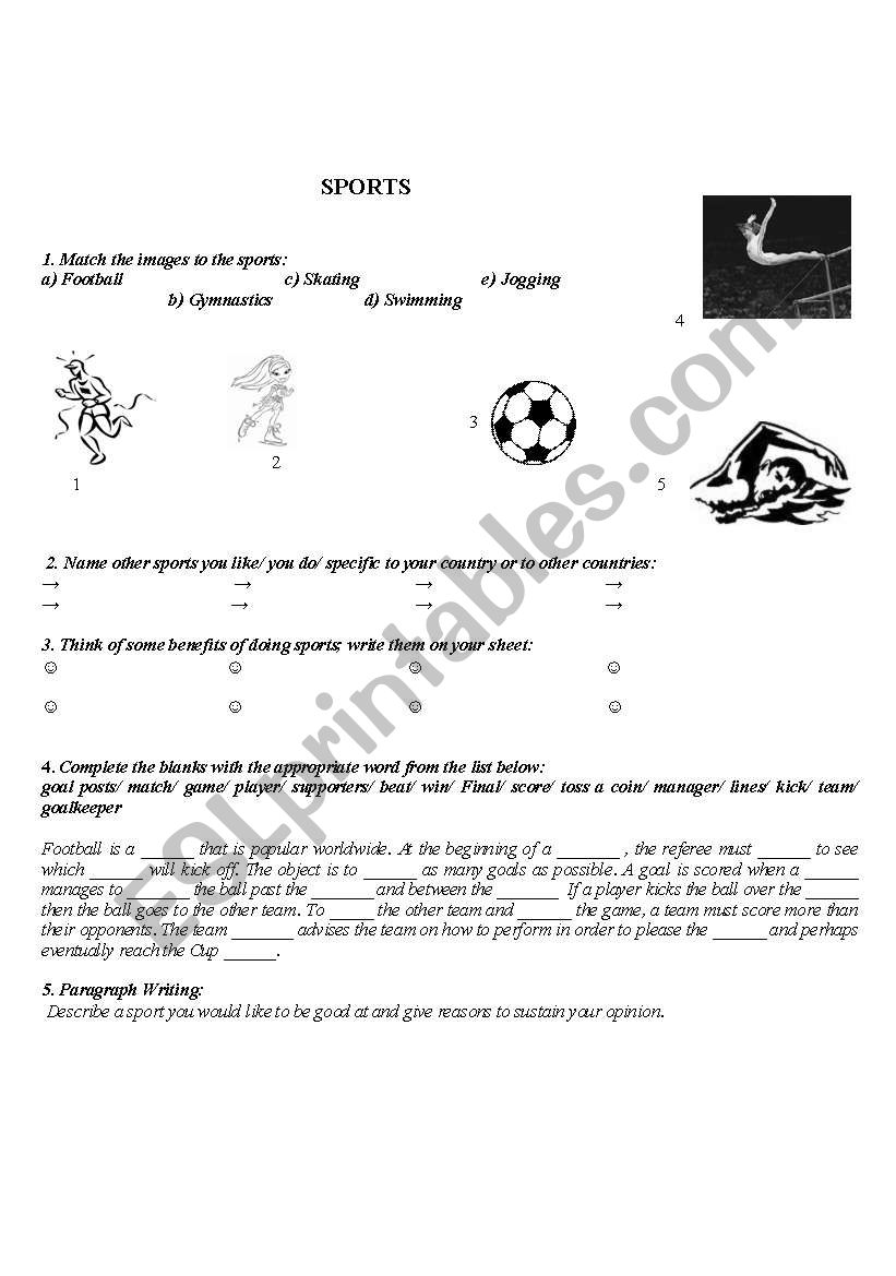 Sports worksheet