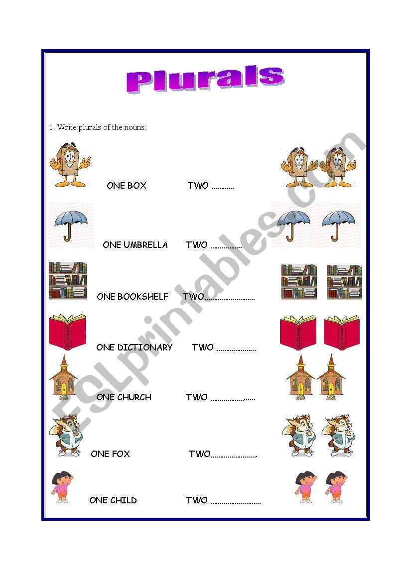 Plurals - exercise worksheet