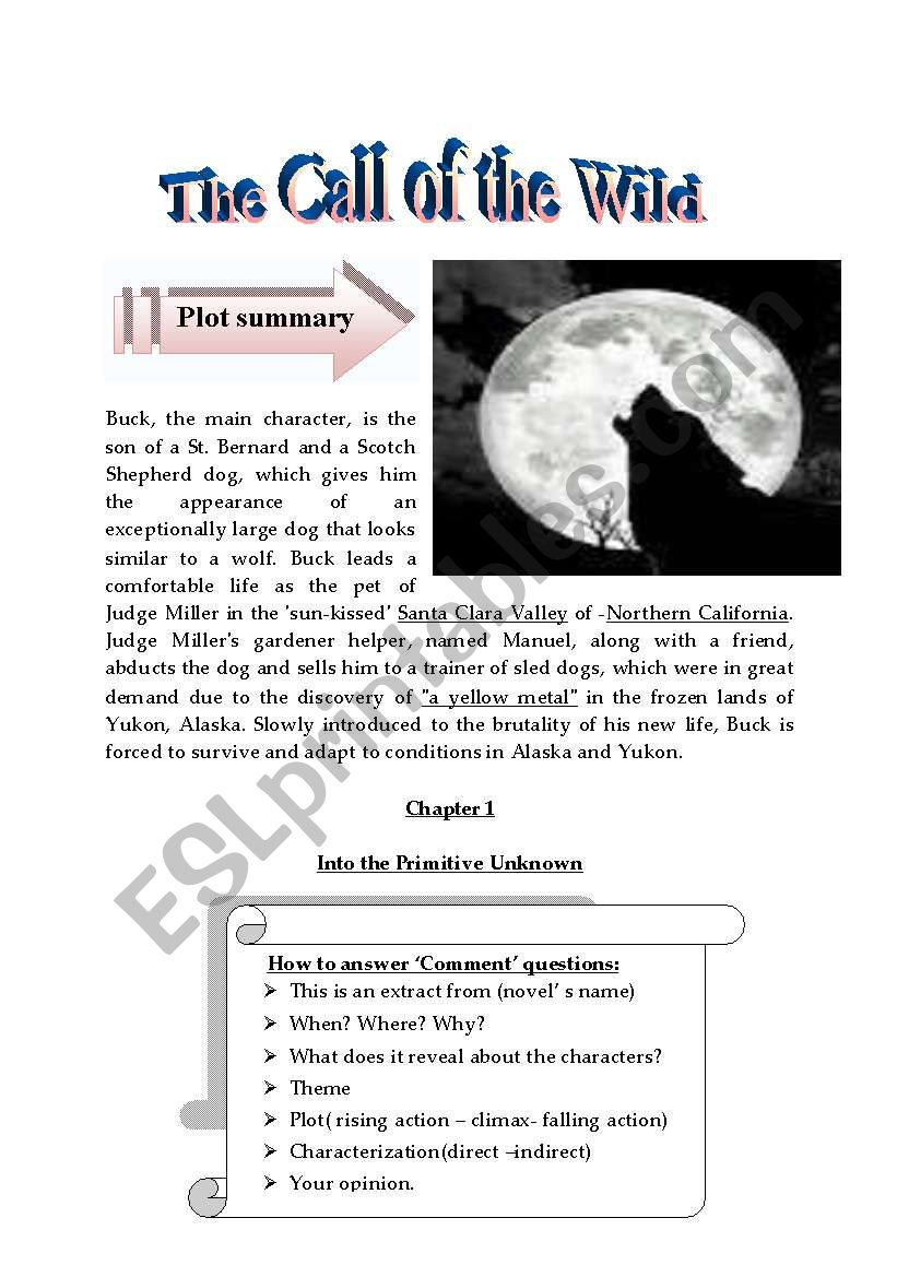The Call Of The Wild Critical Study Guide Esl Worksheet By Lamyaa