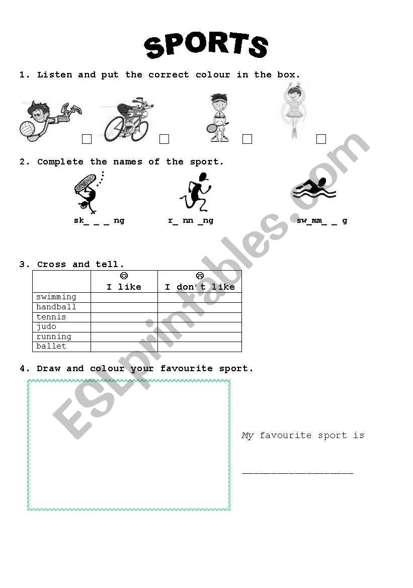 sports  worksheet