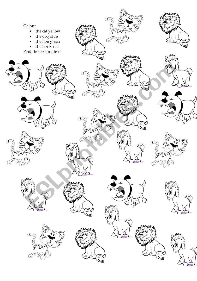 colours and animals worksheet