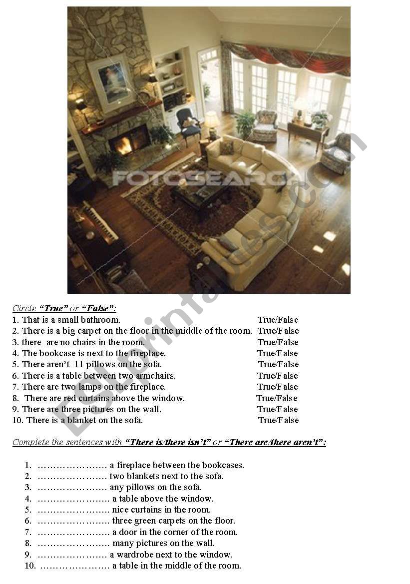 living room worksheet