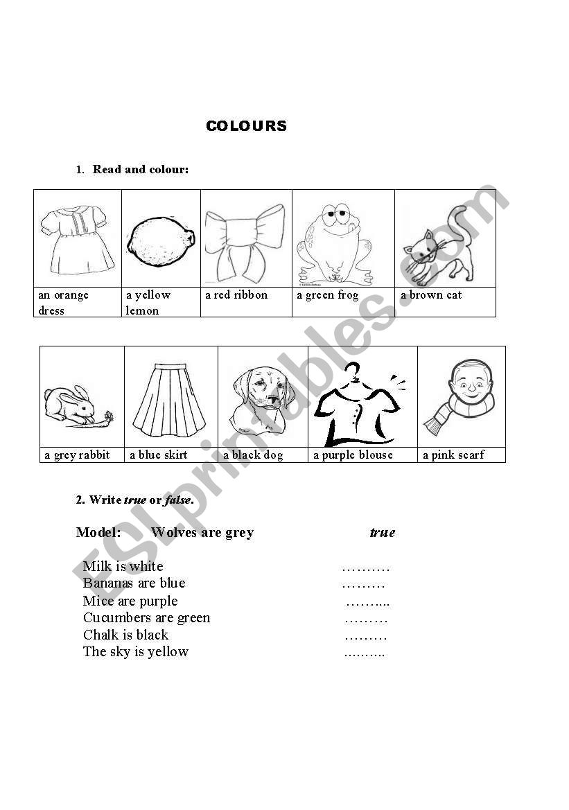 Colours worksheet