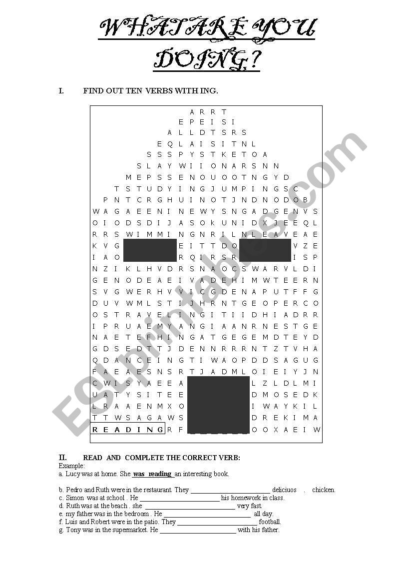 PAST PROGRESSIVE worksheet