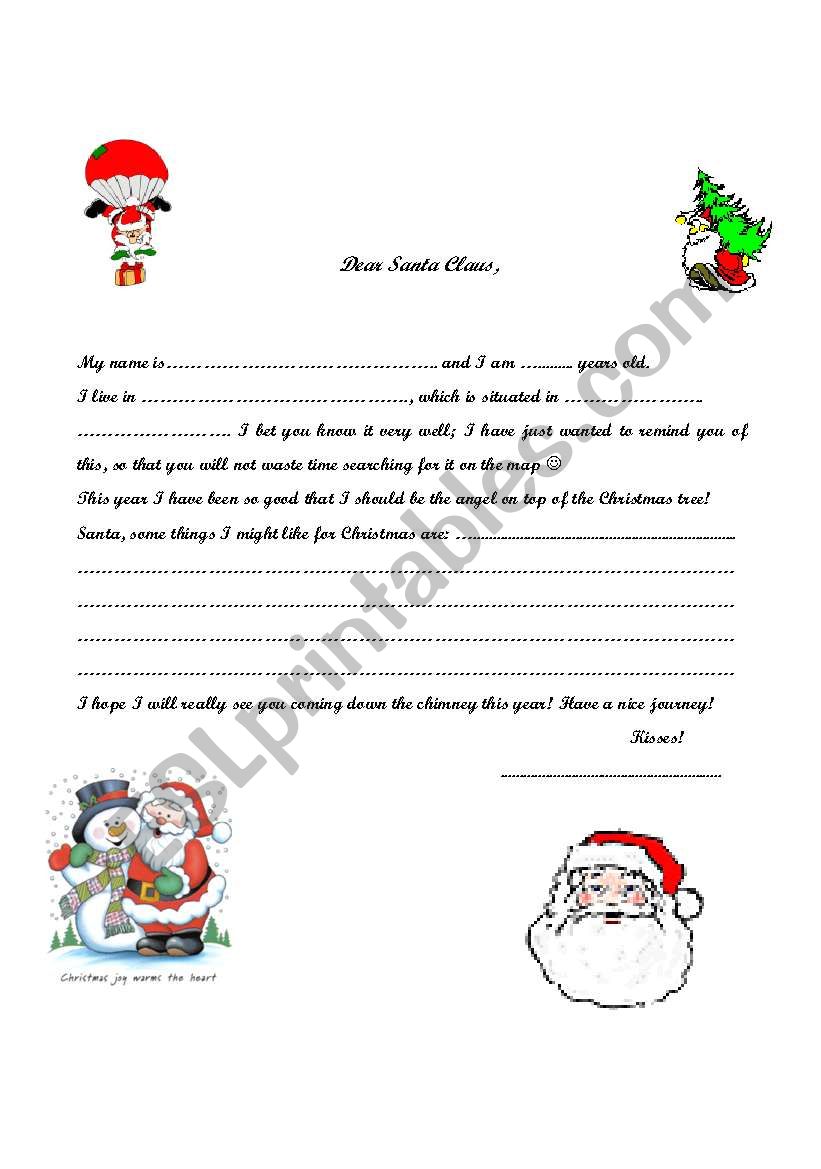 Letter to Santa Claus worksheet