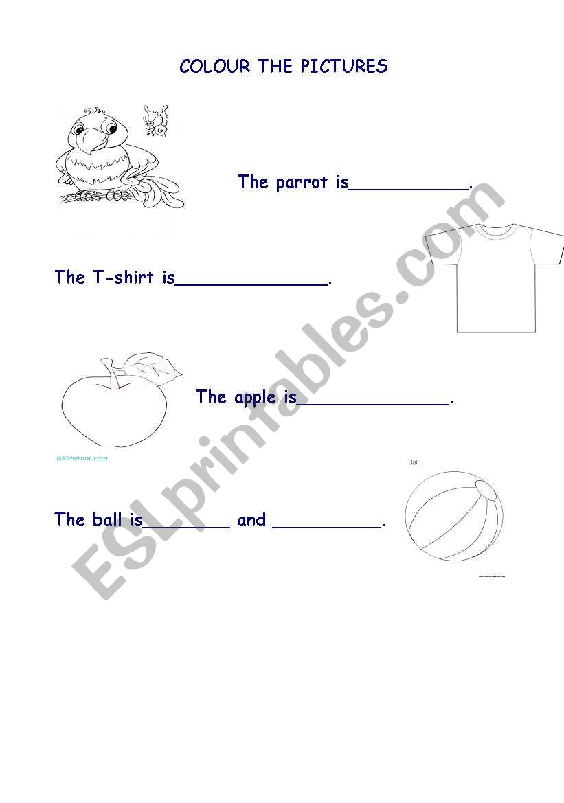 COLOUR THE PICTURES worksheet