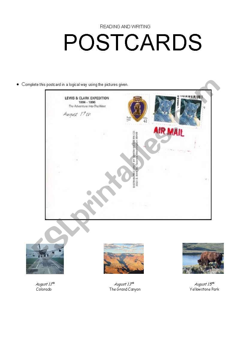 postcards part 2 worksheet