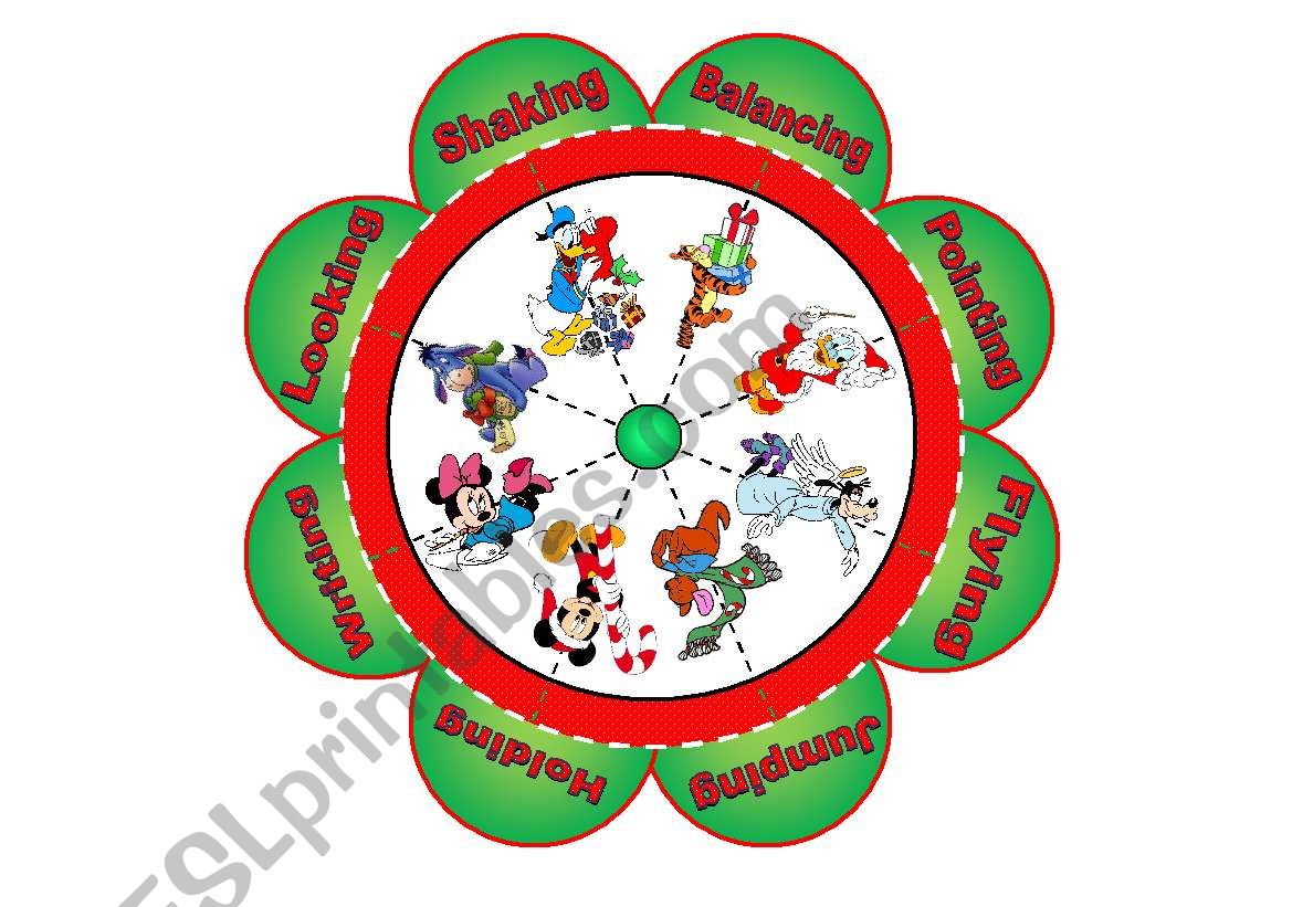 Christmas Flower Puzzle with 8 Images and 8 Verbs to Match