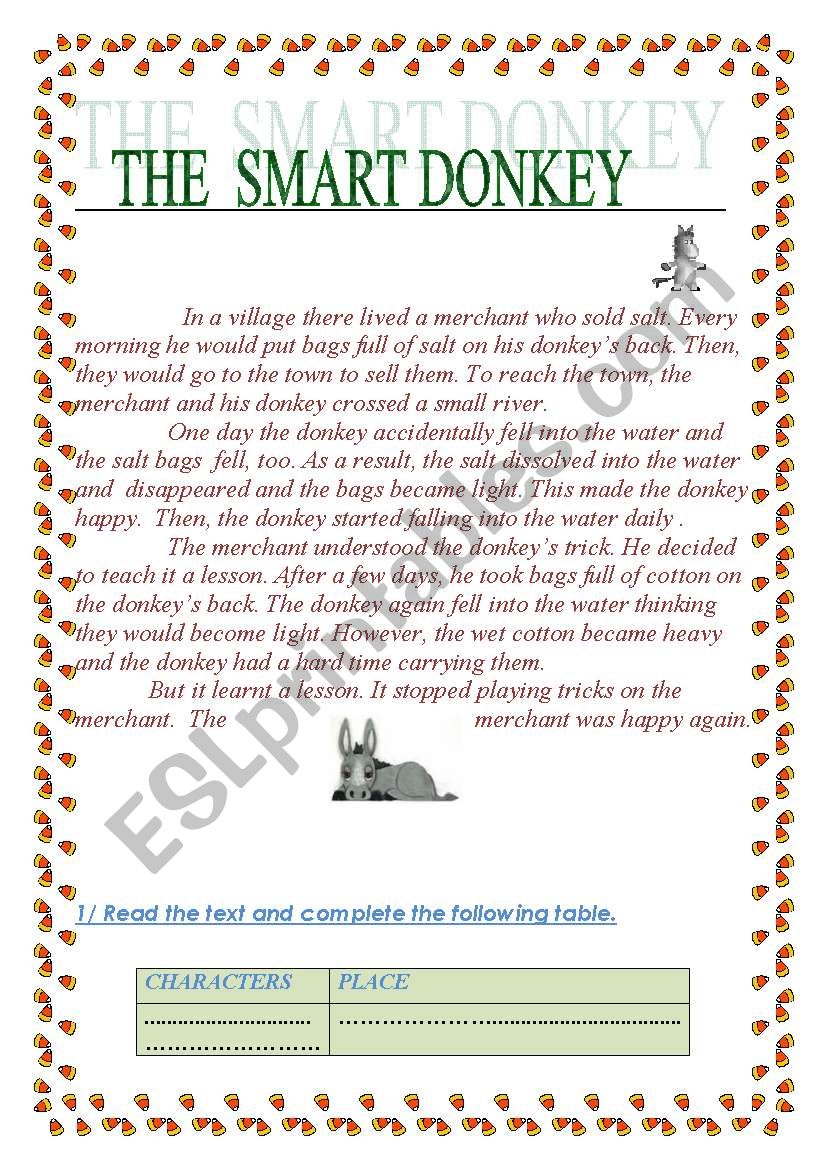 The smart donkey worksheet