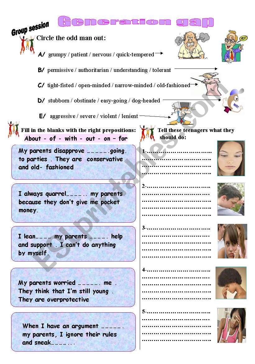 generation gap worksheet