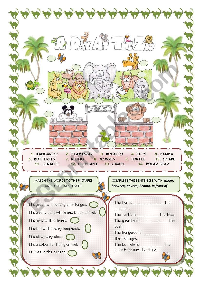 A DAY AT THE ZOO worksheet