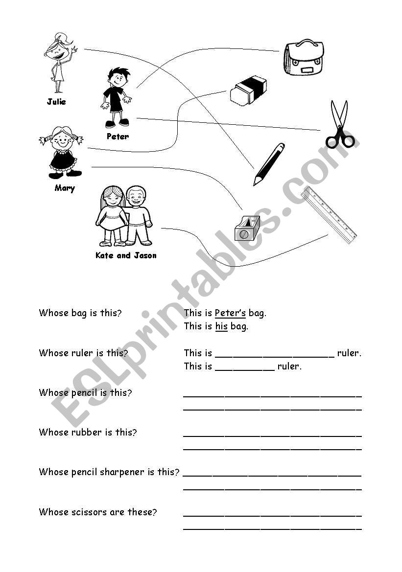 The possessive case worksheet